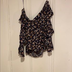 Off the shoulder floral crop top.